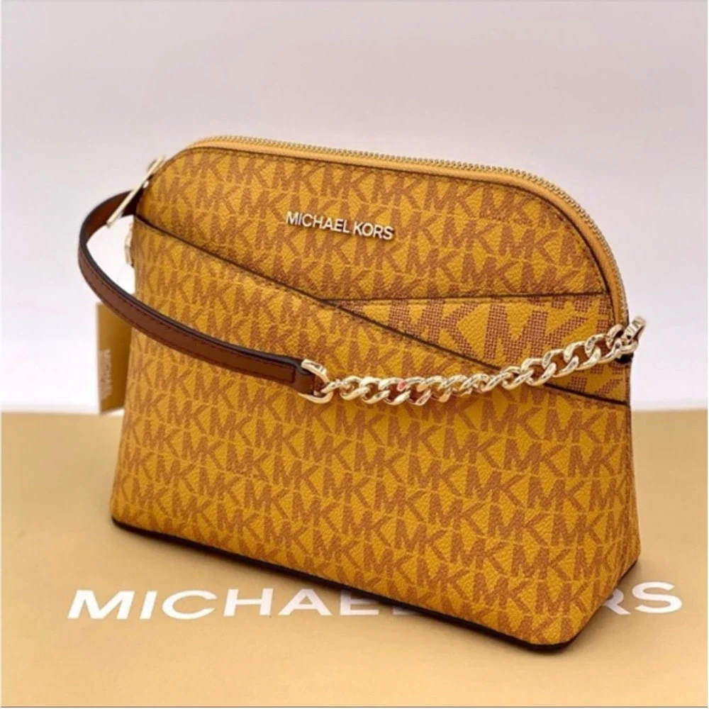 New Michael Kors Dome Crossbody Bag Marigold - Picture 9 of 11